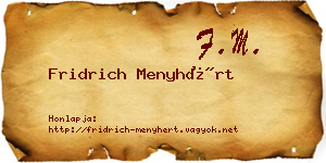 Fridrich Menyhért névjegykártya